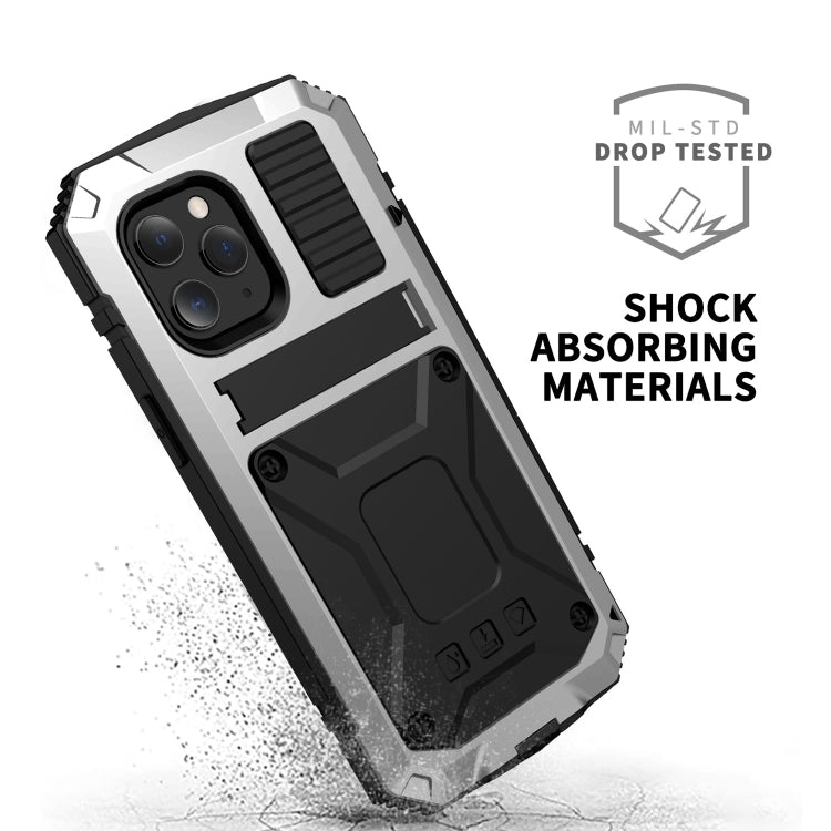 For iPhone 12 / 12 Pro R-JUST Shockproof Waterproof Dust-proof Metal + Silicone Protective Case with Holder(Silver) - free shipping - PMC TechLife - Order now!