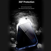 For iPhone 12 / 12 Pro Double Sides Tempered Glass Magnetic Adsorption Metal Frame Anti-peep Screen Case(Black)