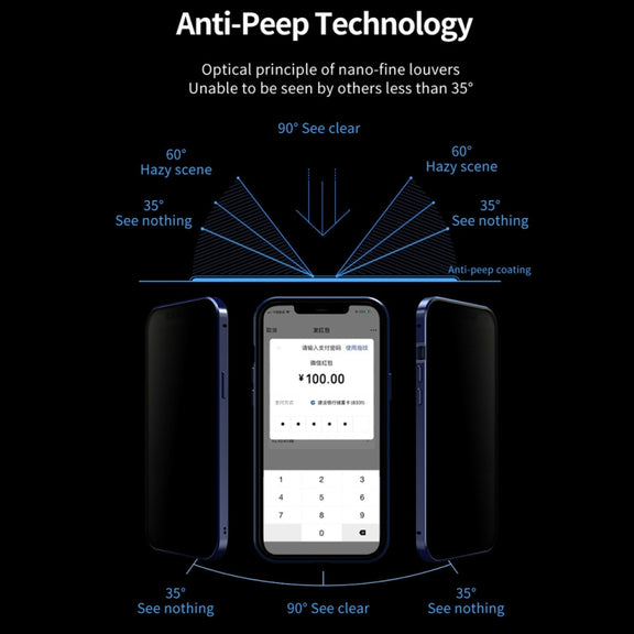 For iPhone 12 / 12 Pro Double Sides Tempered Glass Magnetic Adsorption Metal Frame Anti-peep Screen Case(Black)