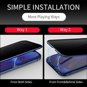 For iPhone 12 / 12 Pro Double Sides Tempered Glass Magnetic Adsorption Metal Frame Anti-peep Screen Case(Black)