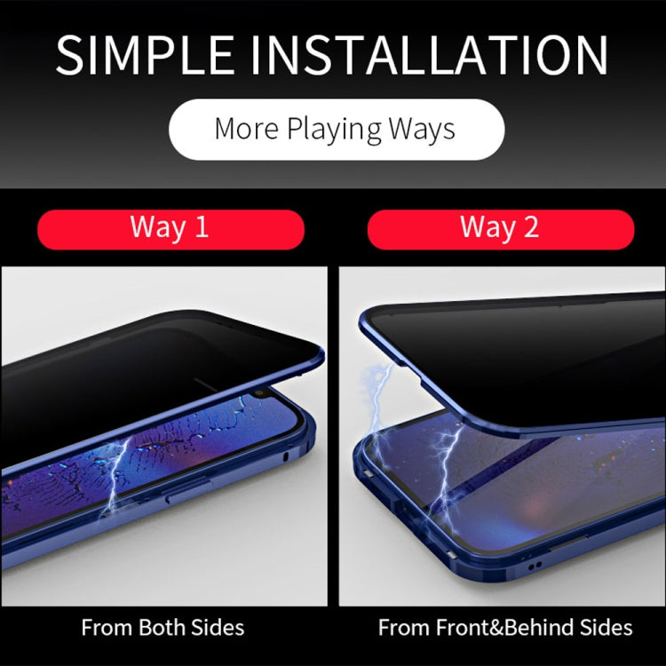 For iPhone 12 / 12 Pro Double Sides Tempered Glass Magnetic Adsorption Metal Frame Anti-peep Screen Case(Black)