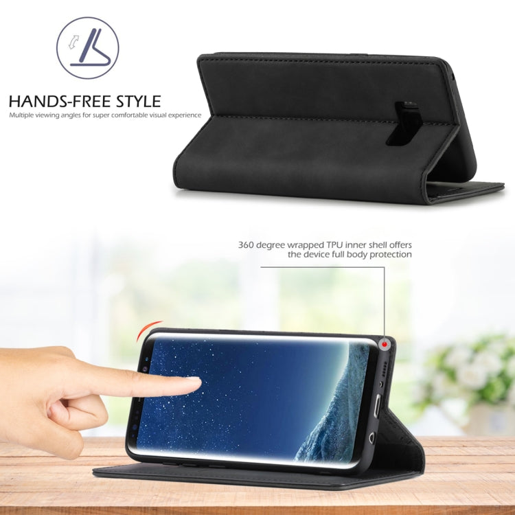 For Samsung Galaxy S8 LC.IMEEKE Strong Magnetism Ultra-thin Horizontal Flip Shockproof Matte TPU + PU Leather Case with Holder & Card Slots & Wallet(Black) - Galaxy Phone Cases by LC.IMEEKE | Online Shopping South Africa | PMC TechLife | Buy Now Pay Later Mobicred