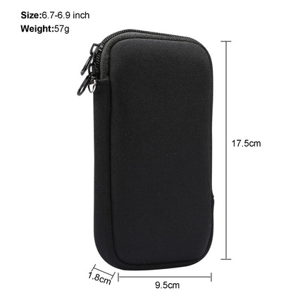 Universal Elasticity Zipper Protective Case Storage Bag with Lanyard For 6.7-6.9 inch Smart Phones(Black) - iPhone 12 Pro Max Cases by PMC Jewellery | Online Shopping South Africa | PMC Jewellery | Buy Now Pay Later Mobicred
