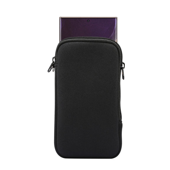 Universal Elasticity Zipper Protective Case Storage Bag with Lanyard For 6.7-6.9 inch Smart Phones(Black)