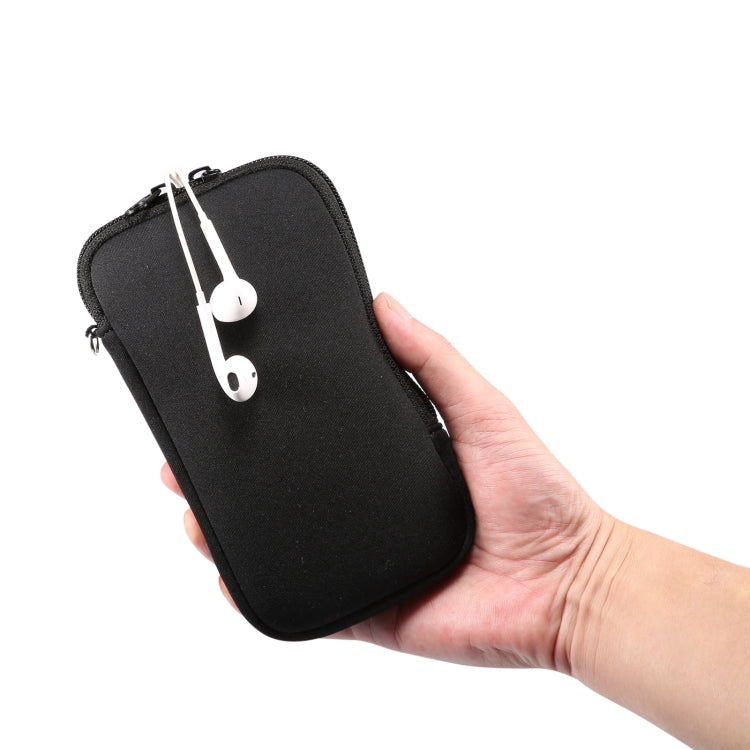 Universal Elasticity Zipper Protective Case Storage Bag with Lanyard For 6.7-6.9 inch Smart Phones(Black)