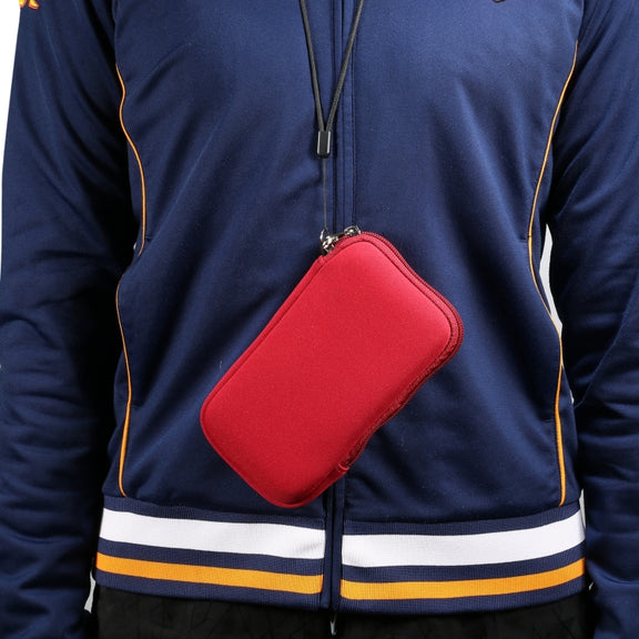 Universal Elasticity Zipper Protective Case Storage Bag with Lanyard For 6.7-6.9 inch Smart Phones(Purplish Red)