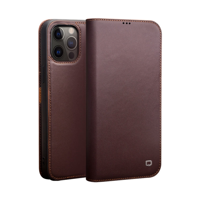 For iPhone 12 Pro Max QIALINO Business Horizontal Flip Leather Case with Holder & Card Slots & Wallet(Brown) - free shipping - PMC TechLife - Order now!