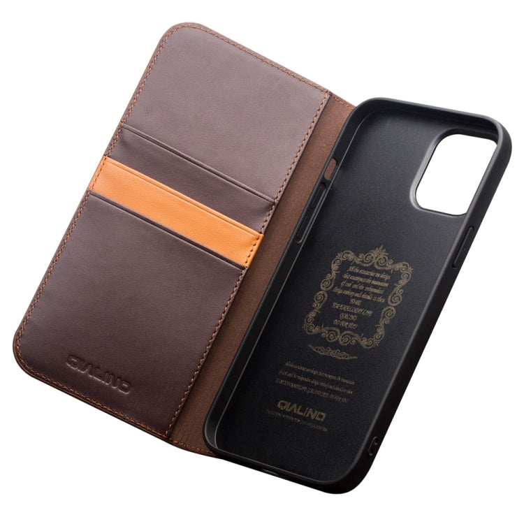 For iPhone 12 Pro Max QIALINO Business Horizontal Flip Leather Case with Holder & Card Slots & Wallet(Brown) - free shipping - PMC TechLife - Order now!