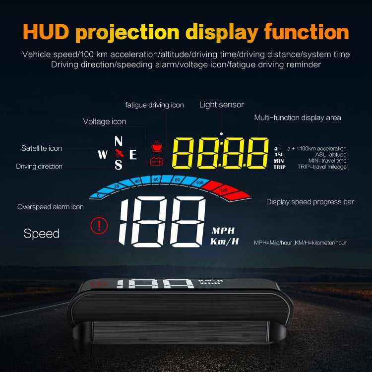 M16 Car HUD Head-up Display GPS Speed Meter Speed / Voltage - Head Up Display System by PMC TechLife | Online Shopping South Africa | PMC TechLife