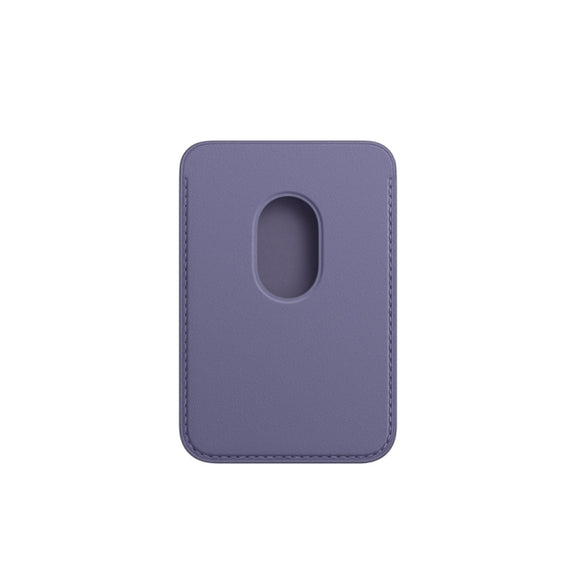 Leather Wallet Pouch Card Holder Magsafing Case for iPhone 13 Series / 12 Series (Purple)