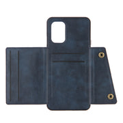 For OnePlus 8T Double Buckle PU + TPU Shockproof Magnetic Protective Case with Card Slots & Holder(Blue)