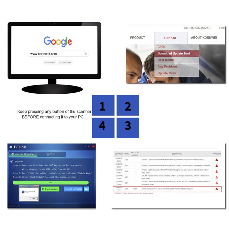 KONNWEI KW210 Car Battery Test Battery Capacity Resistance Battery Detector - Code Readers & Scan Tools by KONNWEI | Online Shopping South Africa | PMC TechLife | Buy Now Pay Later Mobicred