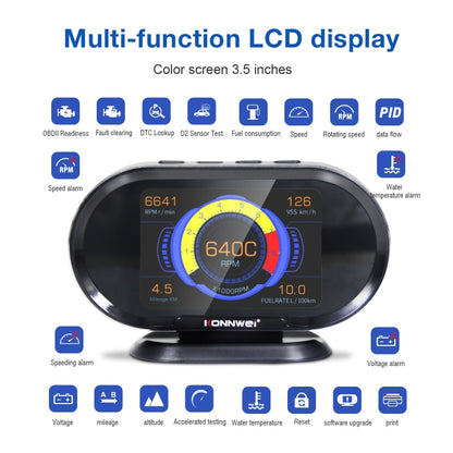 KONNWEI KW206 2 in 1 OBDII / EOBD12V Car Fault Scanner + 3.5 inch LCD Monitor - free shipping - PMC Jewellery - Order now!