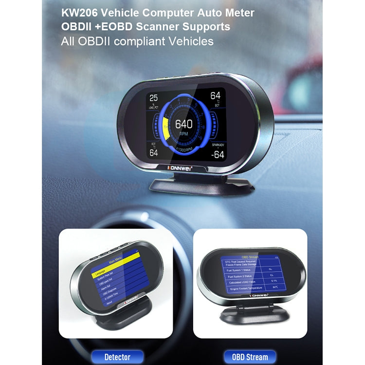 KONNWEI KW206 2 in 1 OBDII / EOBD12V Car Fault Scanner + 3.5 inch LCD Monitor - free shipping - PMC Jewellery - Order now!
