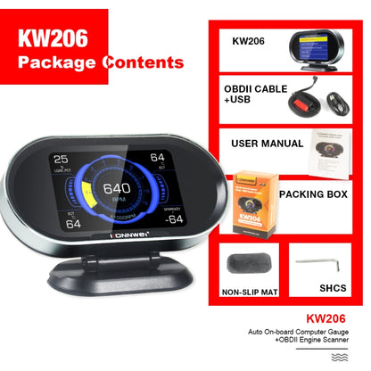 KONNWEI KW206 2 in 1 OBDII / EOBD12V Car Fault Scanner + 3.5 inch LCD Monitor - free shipping - PMC Jewellery - Order now!