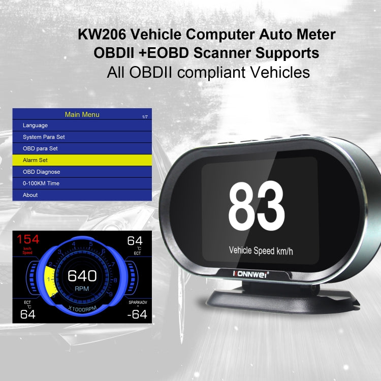 KONNWEI KW206 2 in 1 OBDII / EOBD12V Car Fault Scanner + 3.5 inch LCD Monitor - free shipping - PMC TechLife - Order now!
