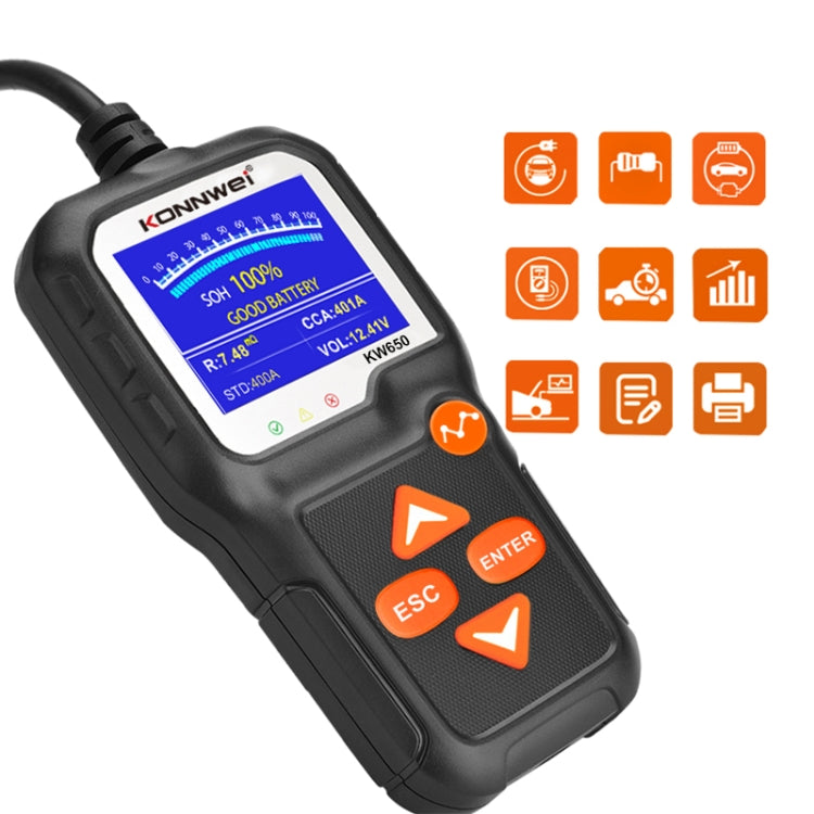 KONNWEI KW650 6V- 12V Car Motorcycle Battery Lawn Mower Detector with 2.4 inch Color Display & Waveform Graph - free shipping - PMC TechLife - Order now!