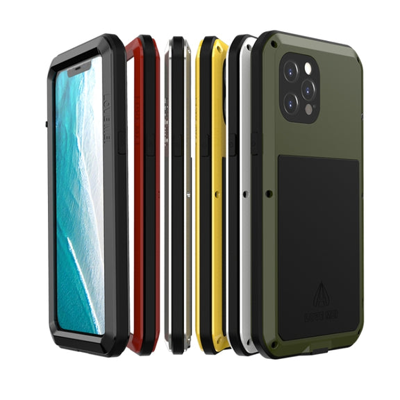 For iPhone 12 Pro Max LOVE MEI Metal Shockproof Life Water-resistant Dustproof Protective Case(Army Green)