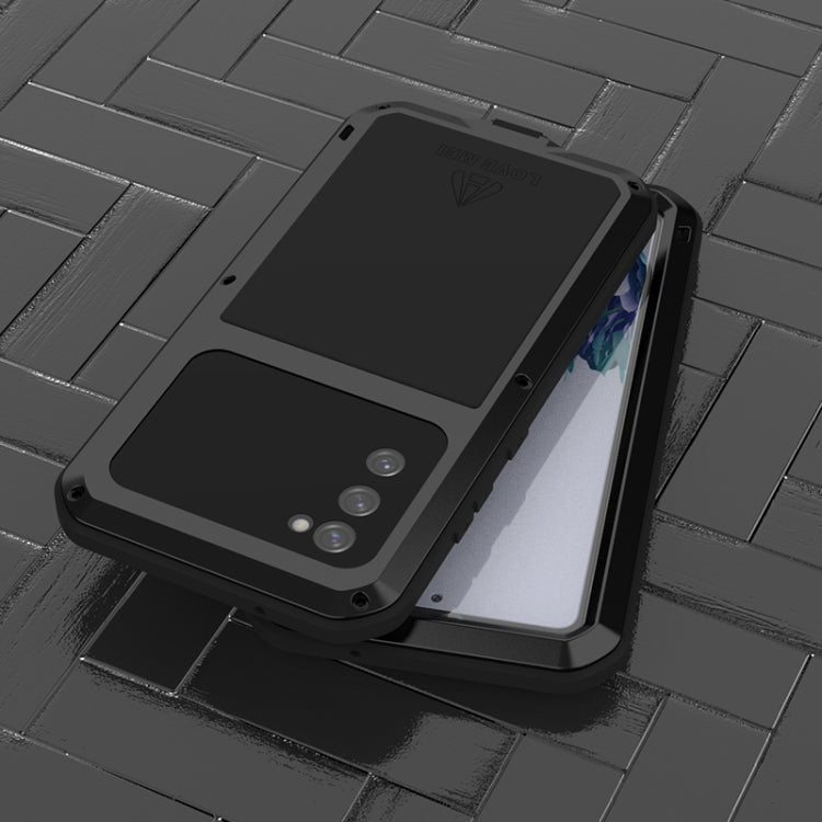 For Samsung Galaxy S20 FE LOVE MEI Metal Shockproof Water-resistant Dustproof Protective Case with Glass(Silver)