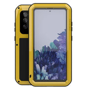 For Samsung Galaxy S20 FE LOVE MEI Metal Shockproof Water-resistant Dustproof Protective Case with Glass(Yellow)