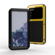 For Samsung Galaxy S20 FE LOVE MEI Metal Shockproof Water-resistant Dustproof Protective Case with Glass(Yellow)