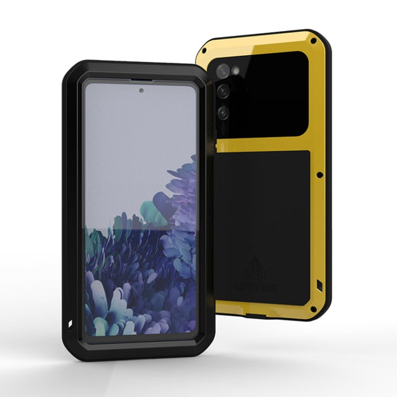 For Samsung Galaxy S20 FE LOVE MEI Metal Shockproof Water-resistant Dustproof Protective Case with Glass(Army Green)