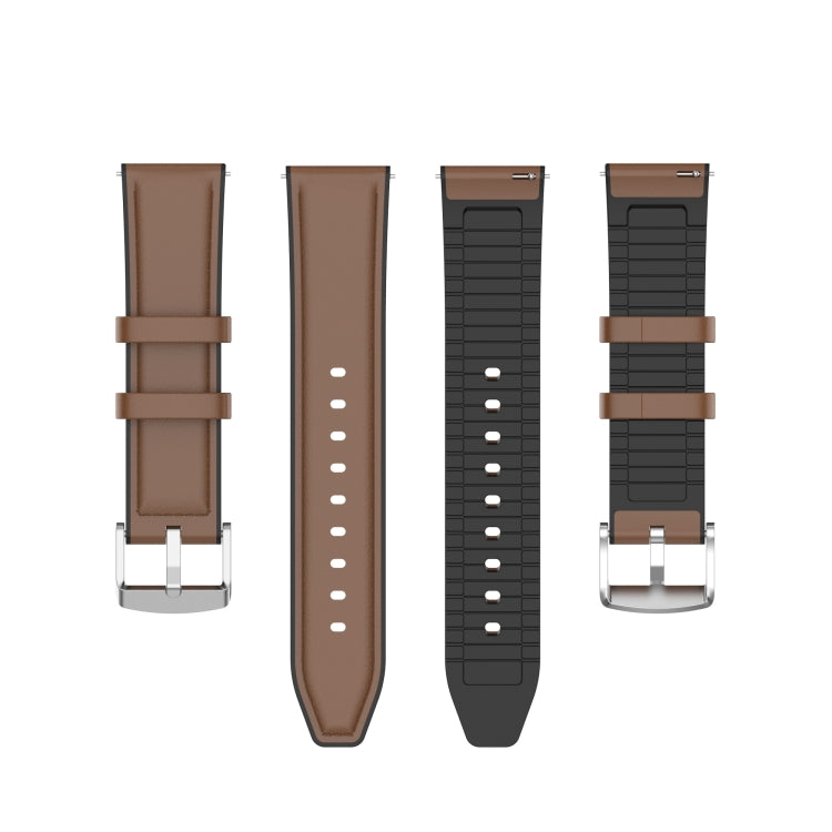 20mm Silicone Leather Watch Band for Huawei Watch GT 2 42mm(Brown)