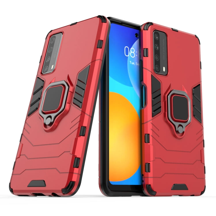 For Huawei P Smart (2021) PC + TPU Shockproof Protective Case with Magnetic Ring Holder(Red) - free shipping - PMC TechLife - Order now!