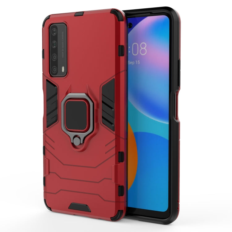 For Huawei P Smart (2021) PC + TPU Shockproof Protective Case with Magnetic Ring Holder(Red) - free shipping - PMC TechLife - Order now!