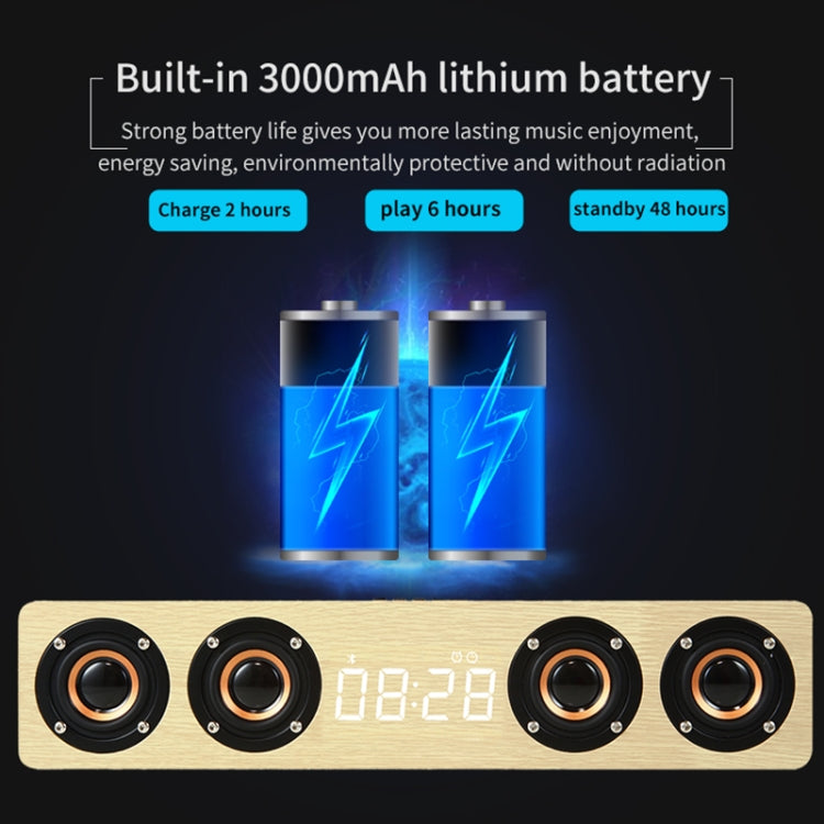 W8C Wooden Clock Subwoofer Bluetooth Speaker, Support TF Card & U Disk & 3.5mm AUX(Brown Wood) - Desktop Speaker by PMC Jewellery | Online Shopping South Africa | PMC Jewellery