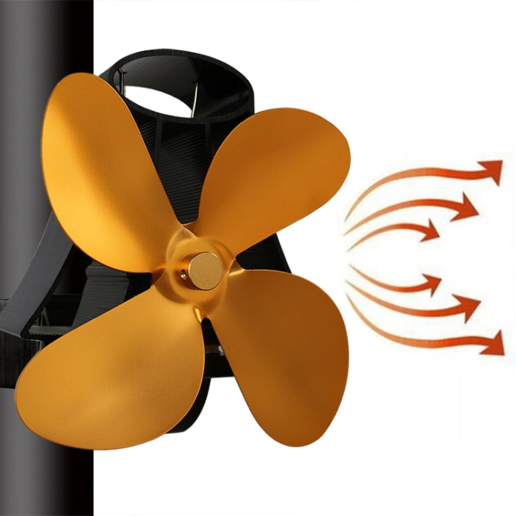 YL-105 4-Blade Aluminum Heat Powered Fireplace Stove Fan(Gold) - free shipping - PMC TechLife - Order now!