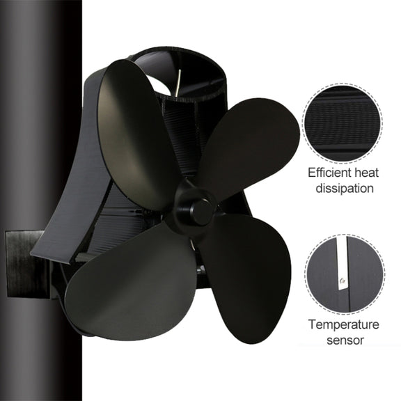 YL-105 4-Blade Aluminum Heat Powered Fireplace Stove Fan(Gold)