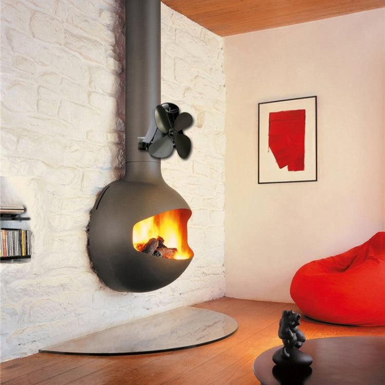 YL-105 4-Blade Aluminum Heat Powered Fireplace Stove Fan(Gold)