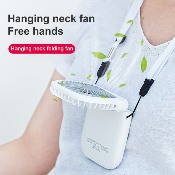 F20 Electroplating Handheld Fan Portable Desktop Folding Mute USB Hanging Neck Fan (Pink)