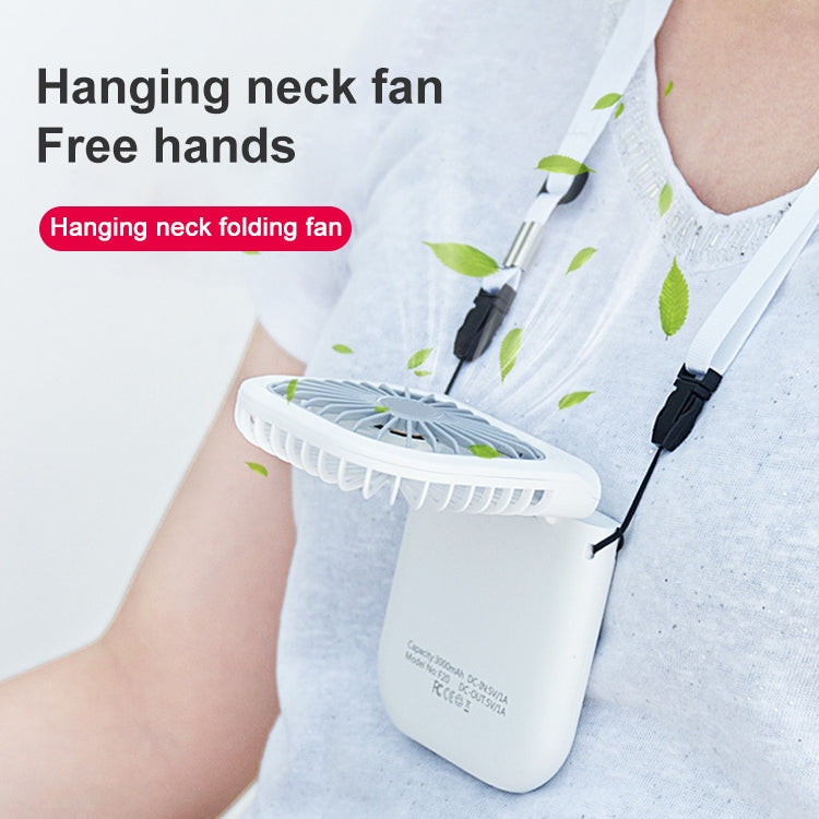 F20 Electroplating Handheld Fan Portable Desktop Folding Mute USB Hanging Neck Fan (Pink)