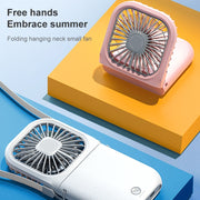 F20 Electroplating Handheld Fan Portable Desktop Folding Mute USB Hanging Neck Fan (Pink)
