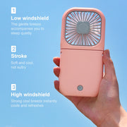 F20 Electroplating Handheld Fan Portable Desktop Folding Mute USB Hanging Neck Fan (Pink)