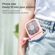 F20 Electroplating Handheld Fan Portable Desktop Folding Mute USB Hanging Neck Fan (Pink)