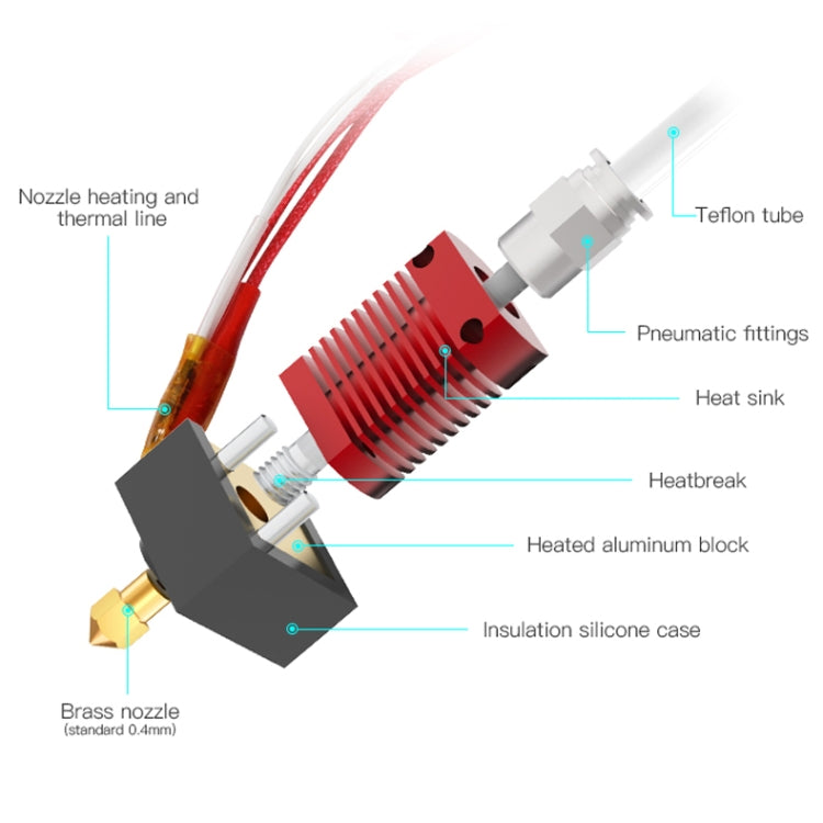 Creality 24V 40W Extruder Nozzle Hot End Kit with Temperature Thermistor & Heating Tube for Ender-3 3D Printer - free shipping - PMC Jewellery - Order now!