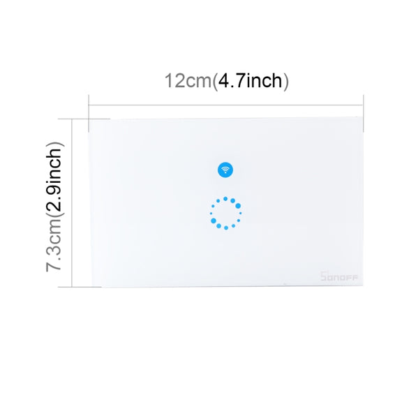Sonoff  Touch 120mm 1 Gang Tempered Glass Panel Wall Switch Smart Home Light Touch Switch, Compatible with Alexa and Google Home, AC 90V-250V 400W 2A