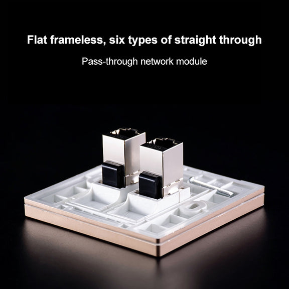 CAT.6 Shielded Pass-through Network Module, Single Port Panel + Shielded Pass-through(White)