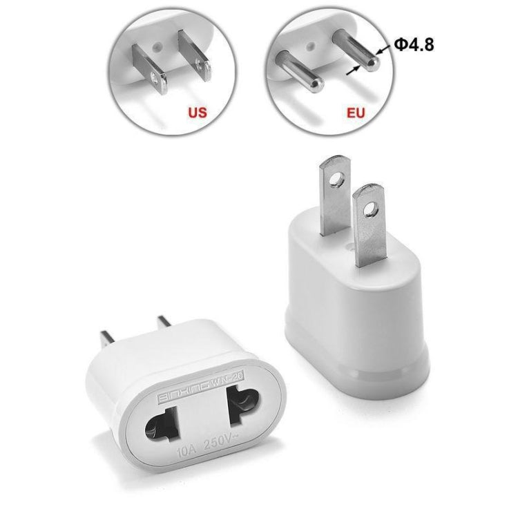 US & EU to US Plug AC Wall Universal Travel Power Socket Plug Adaptor, AC 250V (White)