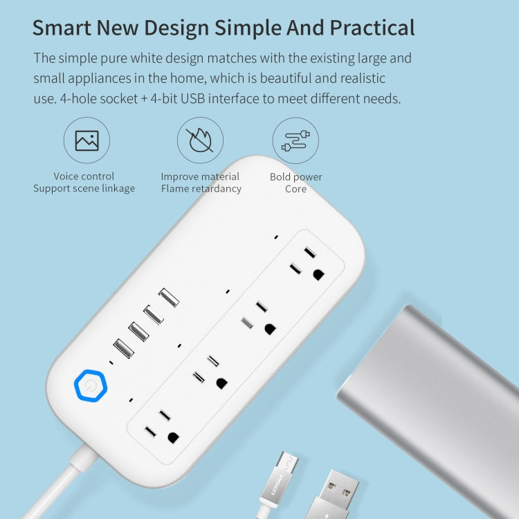 YPS11 Four Holes + 4 x USB Multi-purpose WiFi Smart Power Strip, US Plug - Smart Socket by PMC TechLife | Online Shopping South Africa | PMC TechLife