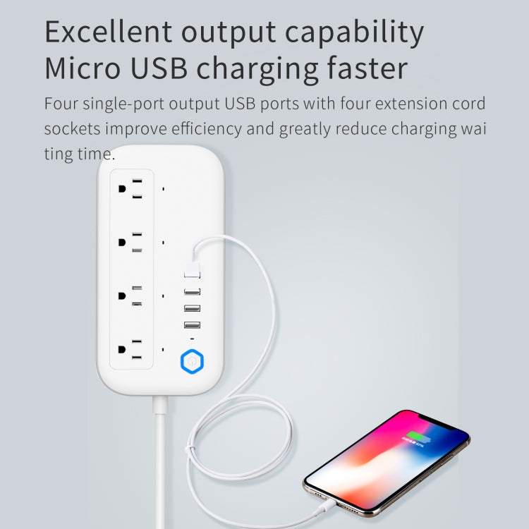 YPS11 Four Holes + 4 x USB Multi-purpose WiFi Smart Power Strip, US Plug - Smart Socket by PMC TechLife | Online Shopping South Africa | PMC TechLife