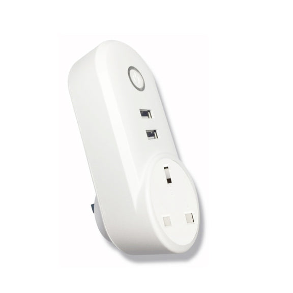 SA-002 2 USB Ports + 1 UK Socket WiFi Smart Power Plug Socket, Compatible with Alexa and Google Home, AC 110V-230V, UK Plug