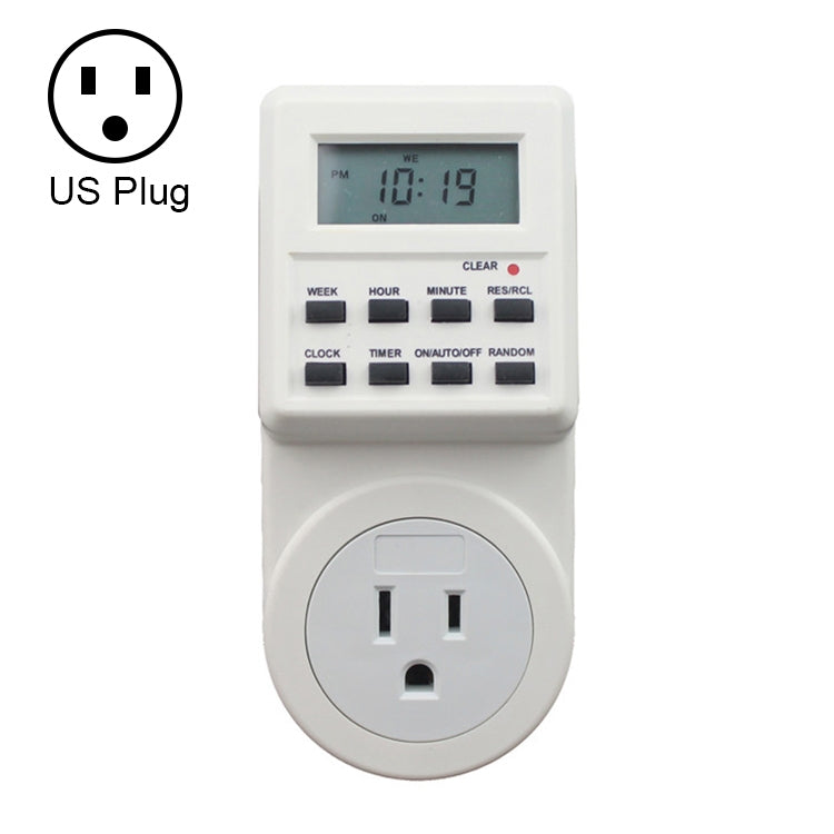 AC 120V Smart Home Plug-in LCD Display Clock Summer Time Function 12/24 Hours Changeable Timer Switch Socket, US Plug - free shipping - PMC TechLife - Order now!