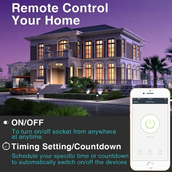 JH-G09U 15A 2.4GHz WiFi Control Hubless Smart Home Power Socket Works with Alexa  & Google Home, AC 100-240V, US Plug (White)