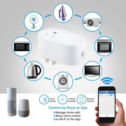 JH-G09U 15A 2.4GHz WiFi Control Hubless Smart Home Power Socket Works with Alexa  & Google Home, AC 100-240V, US Plug (White)