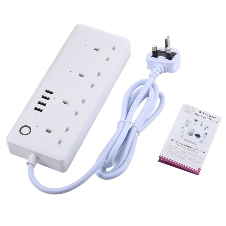 4 x USB Ports + 4 x UK Plug Jack 13A Max Output WiFi Remote Control Smart Power Socket Works with Alexa & Google Home, AC 100-240V, UK Plug - Smart Socket by PMC TechLife | Online Shopping South Africa | PMC TechLife