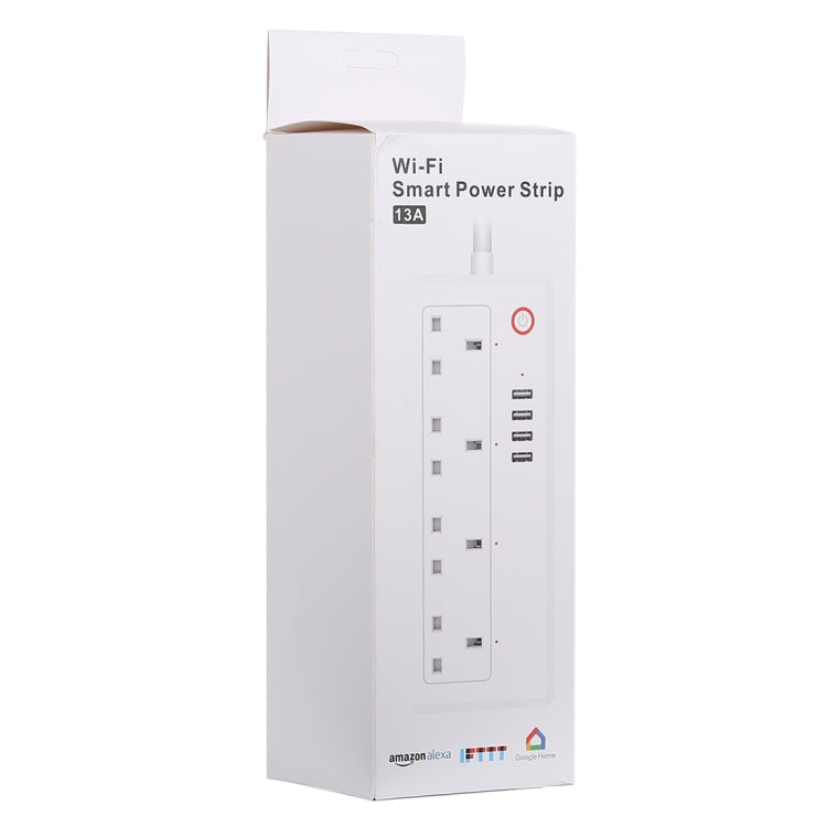 4 x USB Ports + 4 x UK Plug Jack 13A Max Output WiFi Remote Control Smart Power Socket Works with Alexa & Google Home, AC 100-240V, UK Plug - Smart Socket by PMC TechLife | Online Shopping South Africa | PMC TechLife